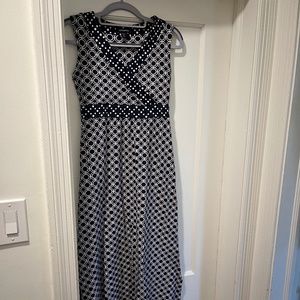 Lands end midi v neck navy blue dress